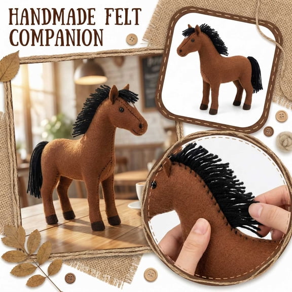 6 Inch Pony Plush Toy Handmade Felt Animal Stuffed Doll for Sleeping and Decorative Accents with Soft PP Cotton Filling for Graduation and Birthday Gifts