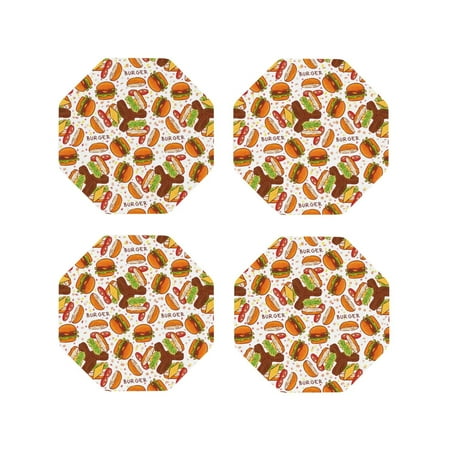 

Tideii Burger for Leather Coasters 4 Pieces Anti-fouling and Anti-scalding Decorative Coasters Suitable for Restaurants Kitchens Coffee Shops-Octagon
