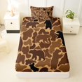 thumbnail image 3 of Castle Fairy Camo Bear Silhouette Twin Sheets 3pcs,Vintage Camouflage Animal Bedding,Tan Dark Brown,1 Fitted Sheet, 1 Flat Sheet and 1 Pillowcase, 3 of 6