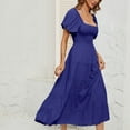 thumbnail image 5 of Wycnly Summer Dresses for Women Sundresses for Women Cocktail Party Prom Puff Sleeve Off Shoulder Flowy Ruffle Swing Long Dress Ladies Vintage Solid Square Neck Short Sleeve Maxi Sundress, 5 of 5