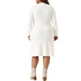 thumbnail image 3 of Vestido de suéter de talla grande Agnes Orinda para mujer, cuello redondo, manga larga, suéter de punto, vestido de otoño e invierno 4X Blanco, 3 of 5