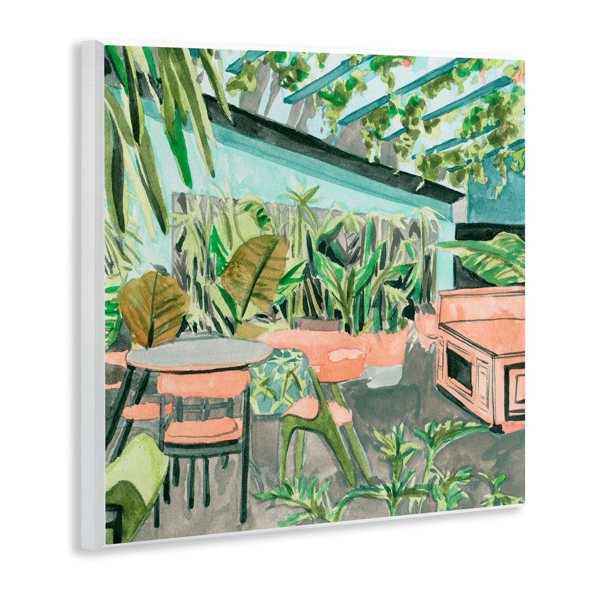 Stupell Industries Greenhouse Plants Café Furniture Painting Unframed Art Print Wall Art, 12 x 12