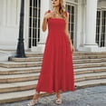 thumbnail image 3 of PENGXIANG Femmes Maxi Robe d'Été Casual Boho Sans Manches Spaghetti Sangle Smocked Longues Robes de Plage Soleil, 3 of 5