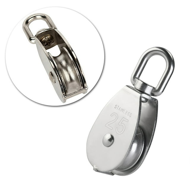 EeaseCA M25 25mm Poulie Pivotante à Roue Unique en Acier Inoxydable Charge 150KG (Argent)