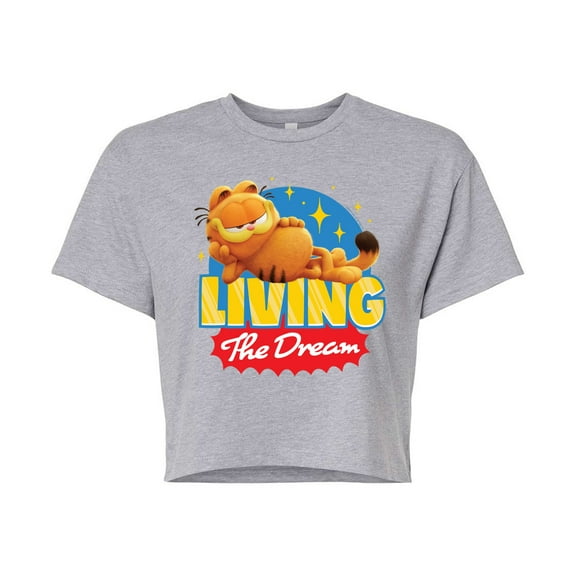 Garfield - Living The Dream - Juniors Cropped Cotton Blend T-Shirt