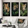 thumbnail image 1 of Designart "Tigers In Asian Painting IX" Asian Framed Wall Art Set Of 3 - Green Asian Art Frame Gallery Set For Office Decor, 1 of 6