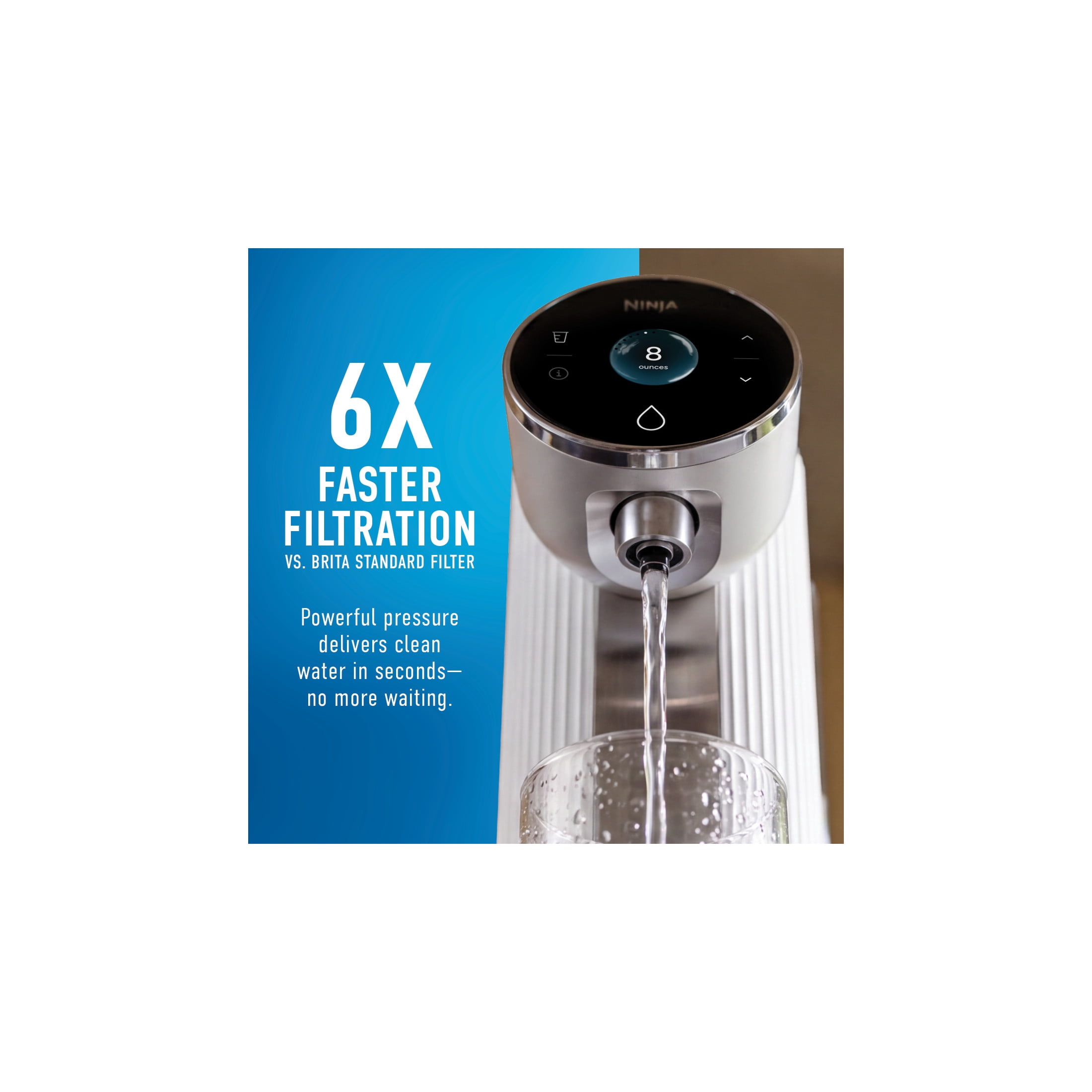 Ninja HydraSense 96-oz Water Filtration System, Intelligent Water Filtration System, Removes Lead, Mercury, Chlorine, Microplastics, WF1001WH1 Dove