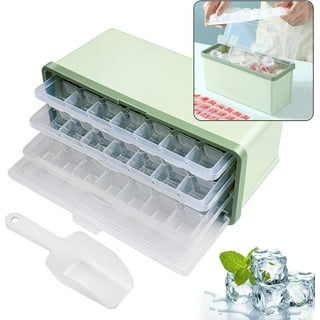 Tribello Ice Cube Bin Freezer Ice Bucket - White Plastic Breastmilk Storage Container, Organizer Trays, with Handles, Freezer/Dishwasher Safe, and