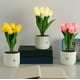 thumbnail image 1 of Lámpara de escritorio LED con flores artificiales - Luz nocturna de 6 cabezales para dormitorio, iluminación ambiental alimentada por USB, opciones blancas/amarillas/rosas, altura de 13,78", 1 of 8