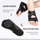 thumbnail image 3 of 4*5.5 Calcetines de yoga antideslizantes con agarre, pilates antideslizantes sin dedos, barra, ballet, calcetines de entrenamiento Bikram zapatos con agarres, 3 of 5