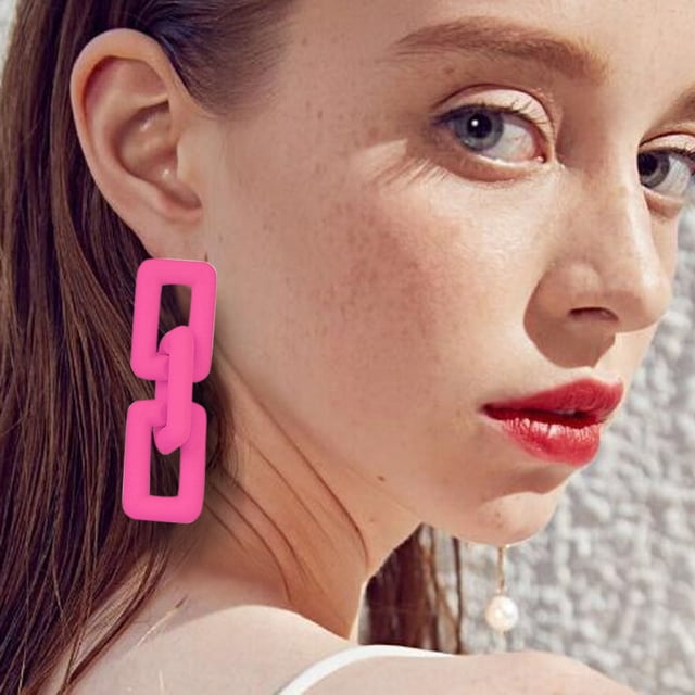 Boucles d'Oreilles Mode Rétro Françaises en Acrylique pour Femmes Élégantes Colorées Pendantes Bijoux