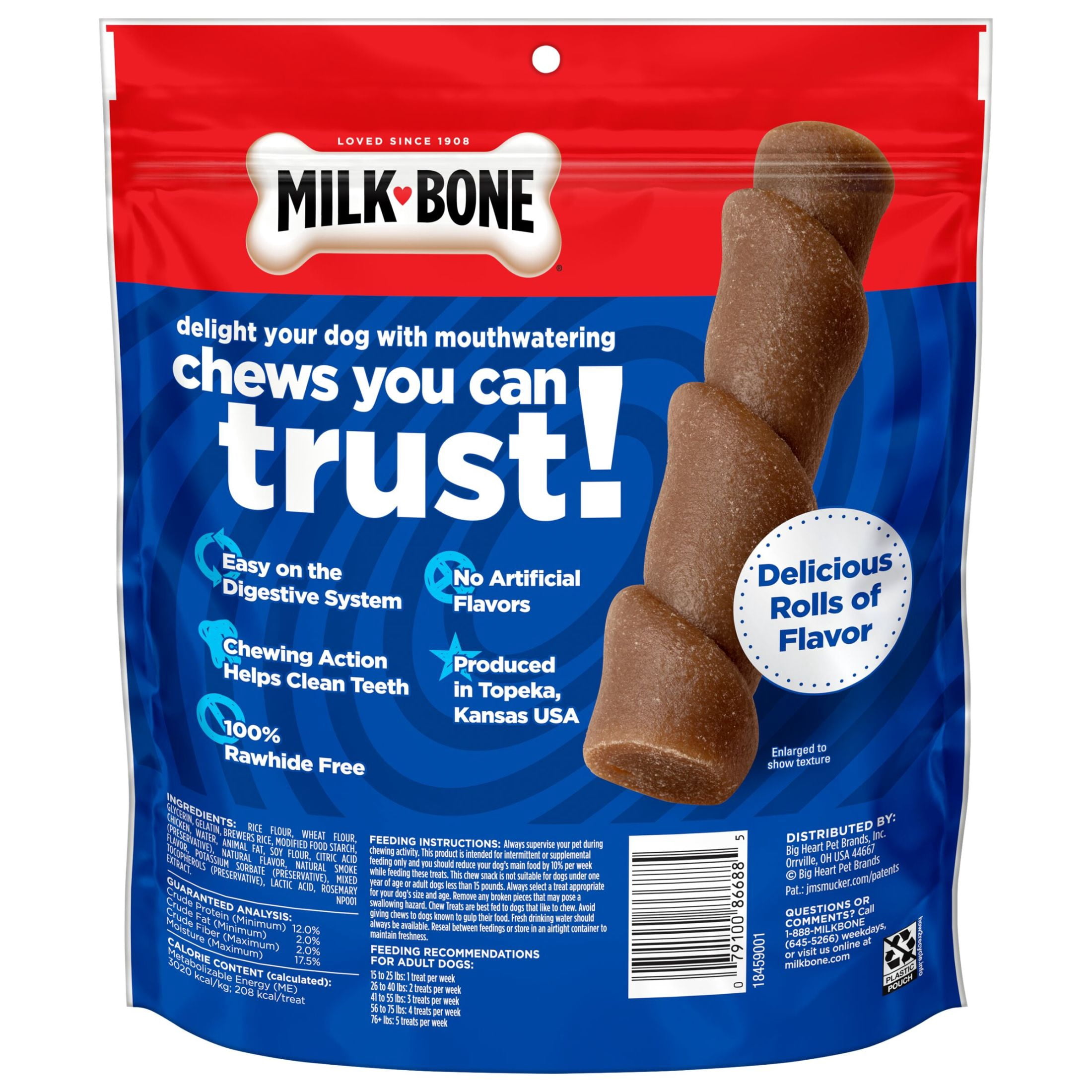 (2 pack) Milk Bone Flavor Rolls Chicken Doodle Dandy Rawhide Free Dog Treats With Chicken, 5 Count Bag
