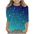 thumbnail image 1 of lcziwo 2025 Mode d'Automne Hauts à Manches 3/4 pour Filles Blouses Imprimées Scintillantes Chemises Habillées Amples Décontractées Tunique à Col Rond Multicolore Offres du Jour Éclair d'Aujourd'hui, 1 of 6