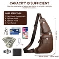 thumbnail image 2 of Egoelife Vintage Leather Sling Bag Crossbody Backpack for Men Outdoor Travel Crossbody Pouch Day Pack Backpacks, 2 of 7