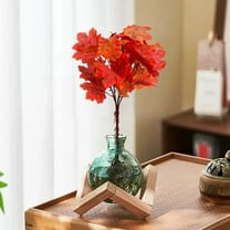 HengDidi Orange Harvest Leaf Stems 35cm - Vibrant Color Artificial Foliage for Thanksgiving Decor Fall Dining Table Setting Party Centerpiece