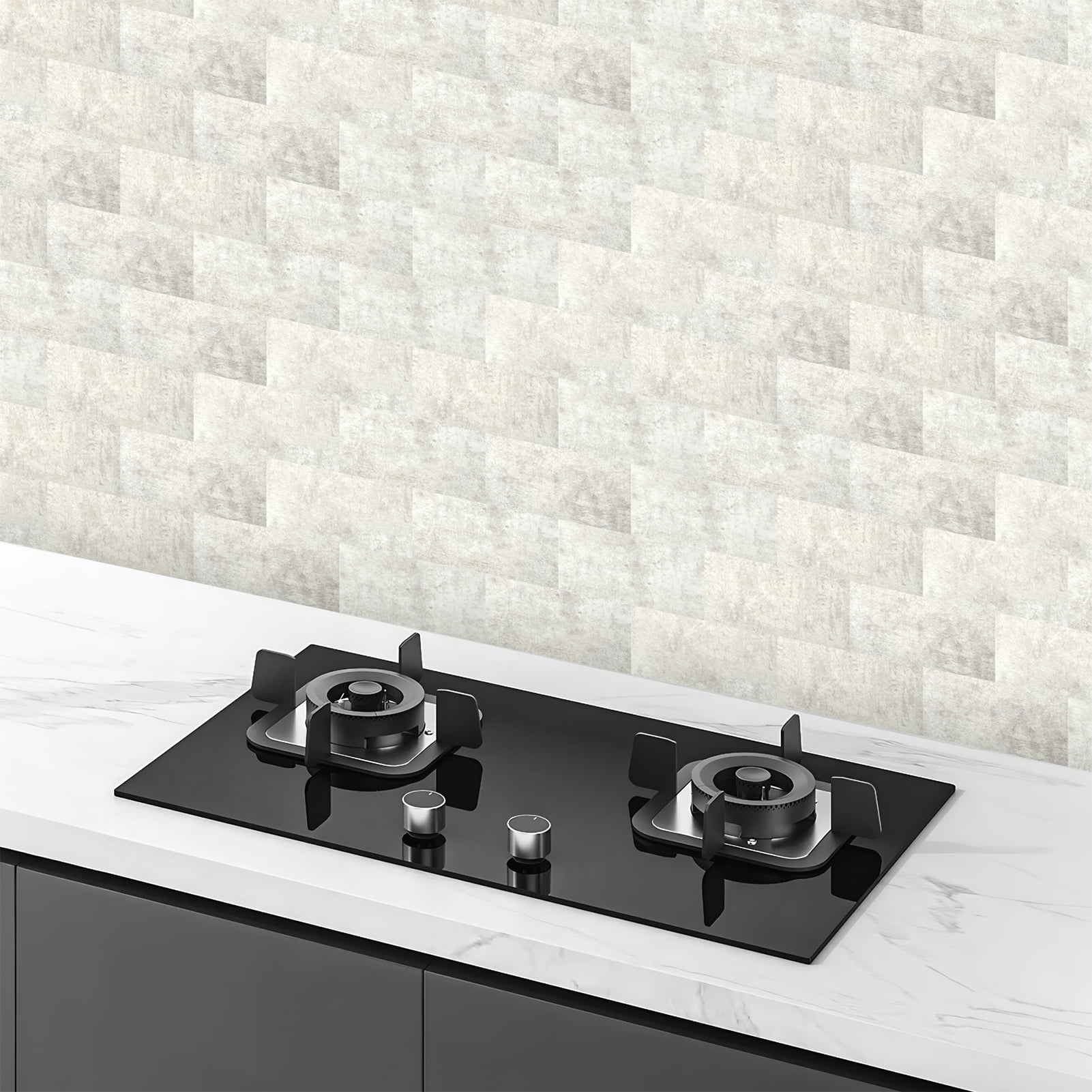102 PCS 3'' × 6'' Stick on Subway Tile,Backsplash Tile Peel and Stick for Stove Kitchen,Fireplace,Stone White