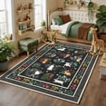thumbnail image 4 of GlowSol 4x6 Washable Area Rug - Machine Washable Non-Slip TPR Backing, Hand-Drawn Pet & Floral Carpet for Living Room Bedroom Entryway, Black, 4 of 8