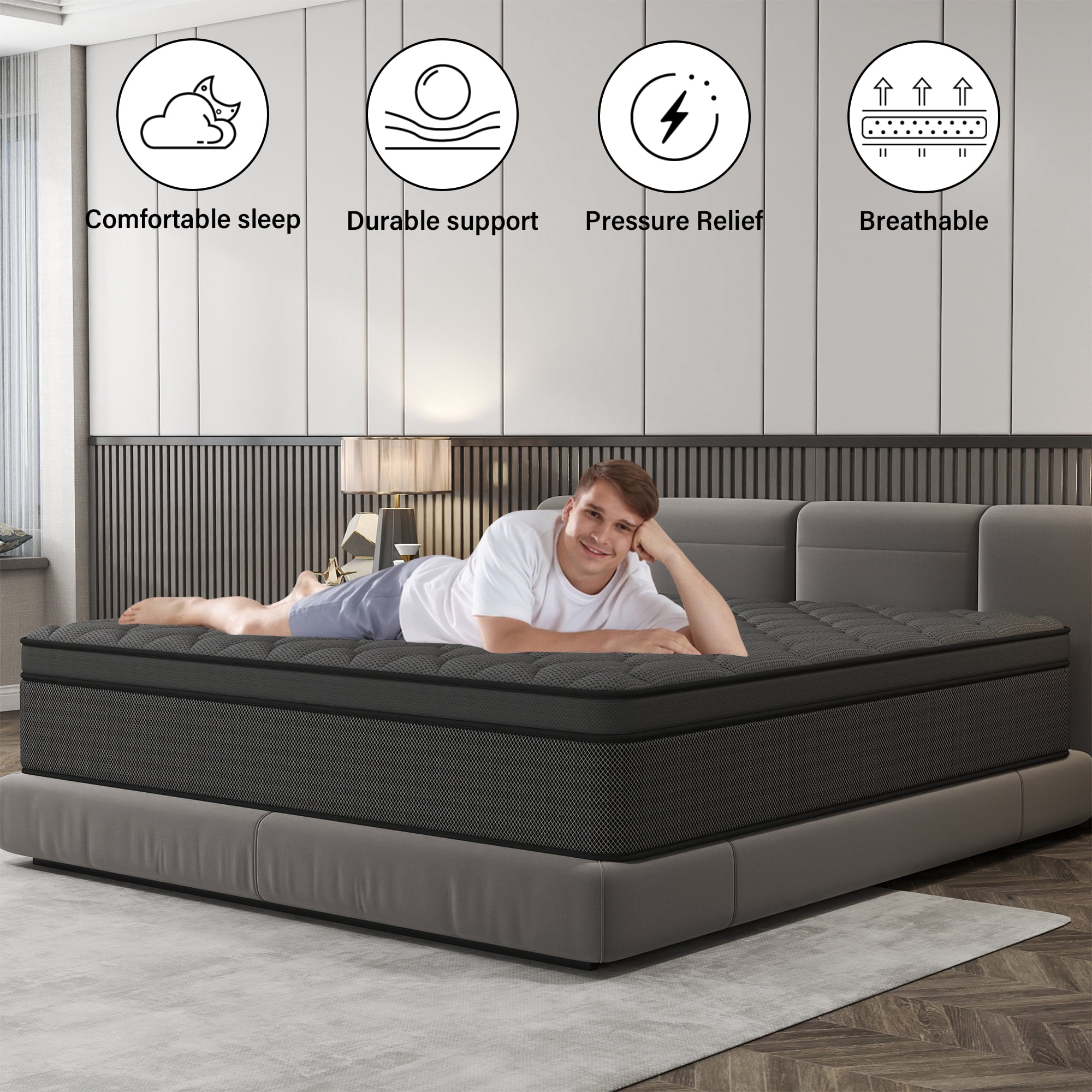 CICIMLU Full Mattress 12 inch Hybrid Gel Memory Foam & Pocket Innerspring, Pressure-Relief, Medium Firm Mattress
