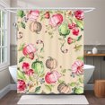 thumbnail image 1 of Vibrant Floral & Pumpkin Print Cream Shower Curtain - Watercolor Design, 1 of 4