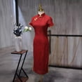 thumbnail image 4 of Cheongsam rojo de alta gama elegante banquete de bodas vestido de brindis mejorado vestido de madre de verano elegante, 4 of 6
