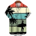 thumbnail image 2 of Camisa de surf estilo hawaiano para hombre, con estampado 3D, informal y de moda, para vacaciones, de manga corta, con solapa y botones, 2 of 5