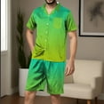 thumbnail image 5 of Hvyesh Men's Silk Satin Pajamas Set Short Sleeve Tie Dye Pjs Sets Classic Loungewear Button-Down Sleepwear, 5 of 5