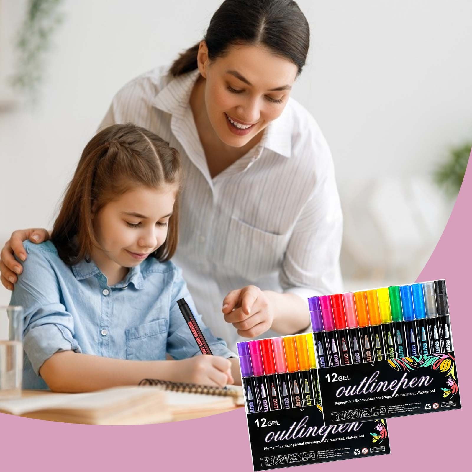 ARTISTRO Outline Arkers, 16 Outline Pens, 5 Cards, Gold And - Want It All