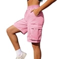 thumbnail image 2 of Women's 7'' Hiking Shorts Lightweight Athletic Golf Cargo Shorts with Zipper Pockets Quick Dry Summer Pink M, 2 of 6