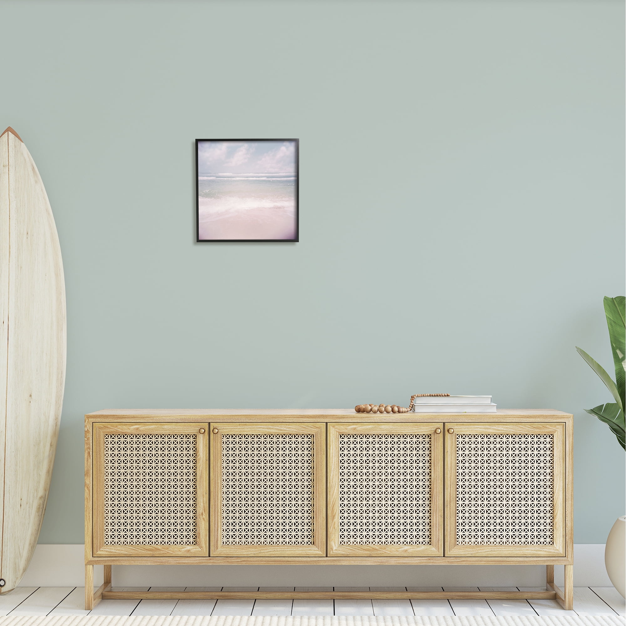 Stupell Pastel Beach Waves Horizon Landscape Painting Black Framed Art Print Wall Art