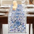 thumbnail image 3 of Table Runners 70 Inches Long Dress Scarves, Boho Blue Flower Farmhouse Coffee/Dining/Kitchen Table Decor, Holiday Table Runner, Spring Watercolor Country Floral Plant 13x70 Inch, 3 of 9