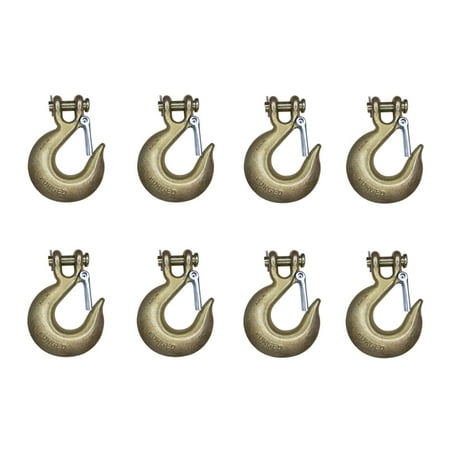 

8 Pack Heavy Duty G70 1/2 Clevis Slip Hook w/ Safety Latch Flatbed Truck Trailer Transport Tow Chain Hook 11300 lbs WLL