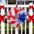 thumbnail image 2 of Patriotic Wall Wreath Red White Blue Stars Decoration, Front Door Hanging for 4th of July Veterans Day Memorial Day Parties, Indoor Outdoor Home Decor (16 In), 2 of 7