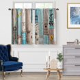 thumbnail image 2 of Wooden Barn Door Kitchen Curtains: Farmhouse Vintage Plank Striped Short Cafe Curtains Decor for Living Room Tier Curtains for Bathroom Rod Pocket Window Drapes 24 Inch Length 2 Panels Set, 2 of 5