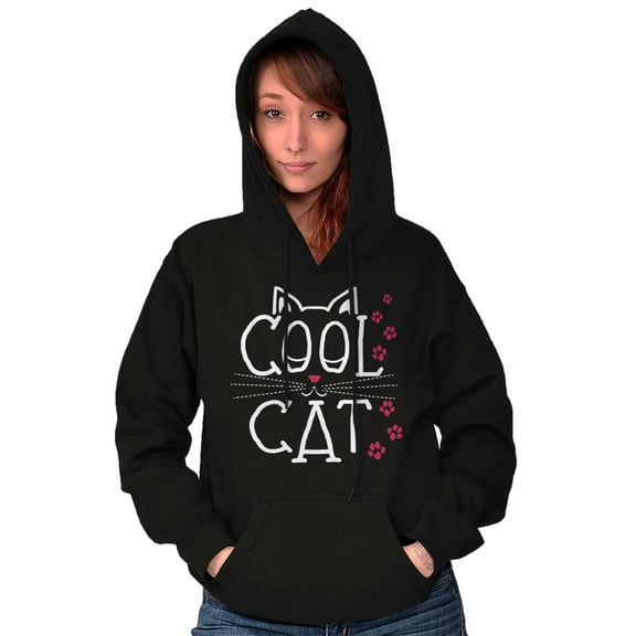 Crazy Lady Cool Cat Kitten Adorable Hoodie Sweatshirt Women Brisco Brands S