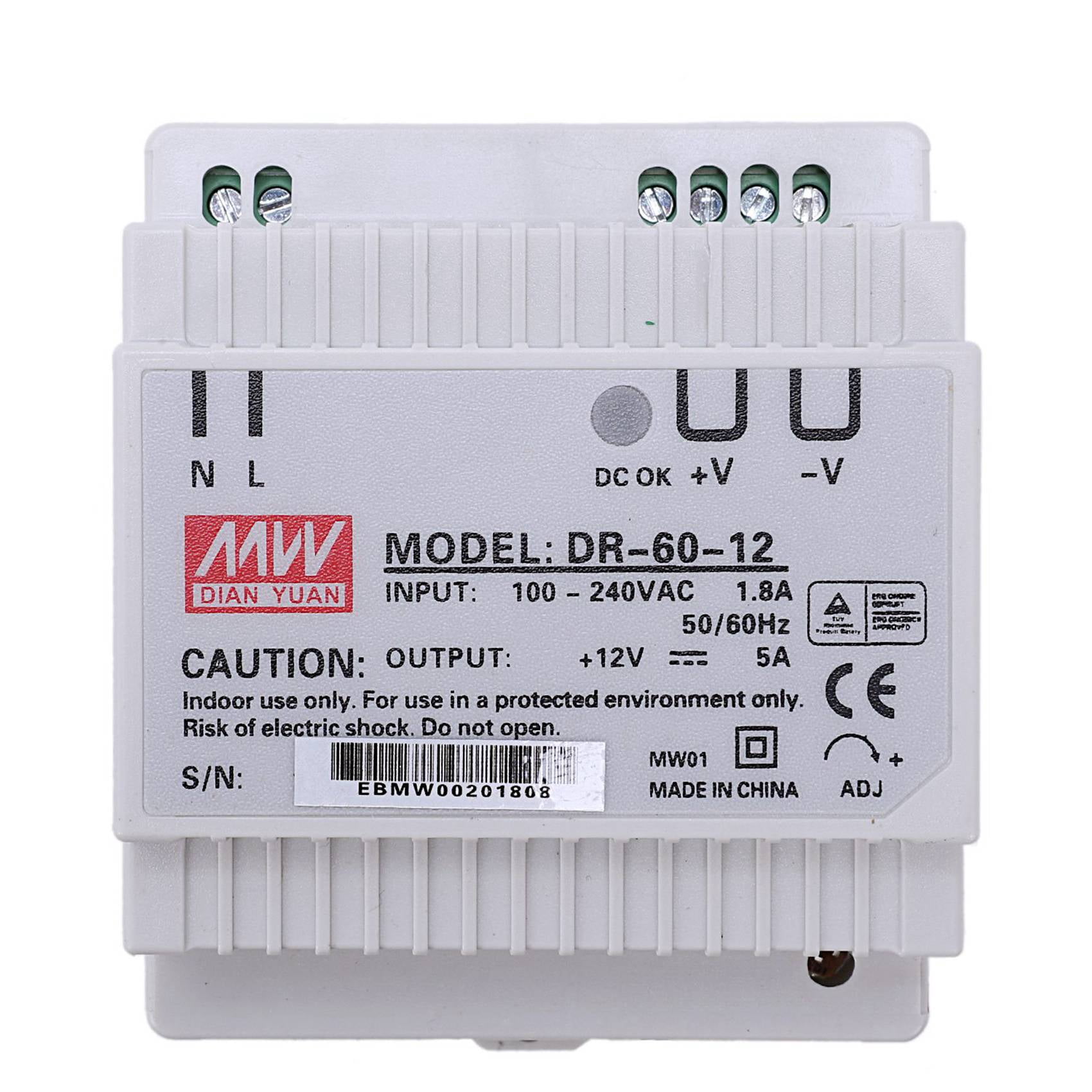 4X Din Rail Power Supply 60W 12V Ac Dc Converter -60-12 Power Supply 12V 60W