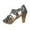 Gray, variant on Fesfesfes Chunky Heels Women's Retro Open Toe Metal Buckle Thick High Heel Buckle Roman Sandals 6.5(38)