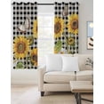 thumbnail image 2 of Sunflowers Blackout Curtains 96 Inches Long, Yellow Flowers Butterfly Farmhouse Black Plaid Thermal Insulated Black Out Curtains, Darken Window Curtain Drapes for Bedroom Living Room 52"x96" 2 Panels, 2 of 9