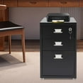 thumbnail image 3 of 3-Drawer Vertical File Cabinet,Metal Mobile File Cabinet with Lock and Curved Handle, Freestanding Filing Cabinet Under Desk,Office Storage Cabinet for Home, Office, Study, Dresser, 3 of 7