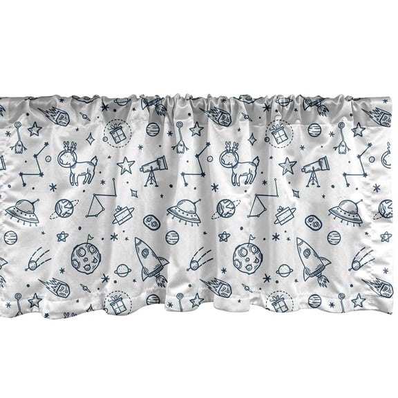 Ambesonne Planet Window Valance, Spaceship Deer in the Void, 54" X 12", White and Dark Teal