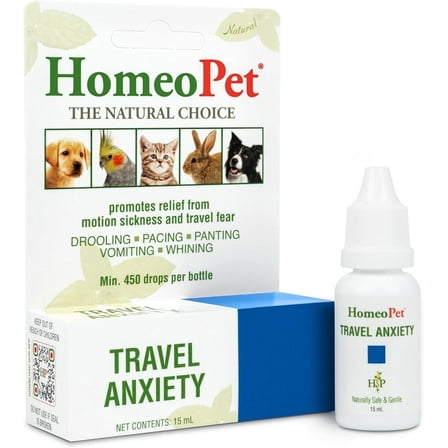 HomeoPet Travel Anxiety Relief, Safe and Natural Pet-Calming Relief Supplement for Cats, Dogs, and Other Small Animals, 15 ml