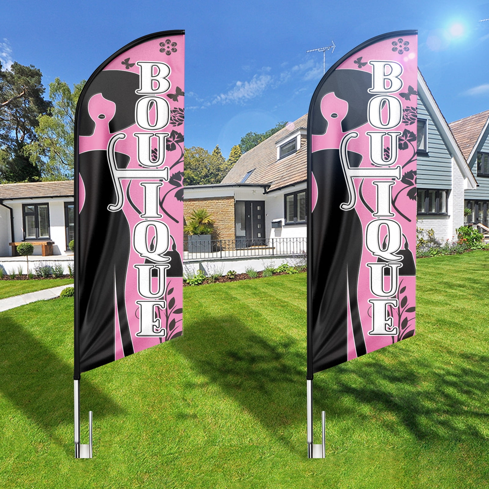 Boutique Sign Feather Flag,8FT Boutique outdoor advertising flag, Boutique Business Sign,Boutique Swooper Flag（FLAG ONLY）