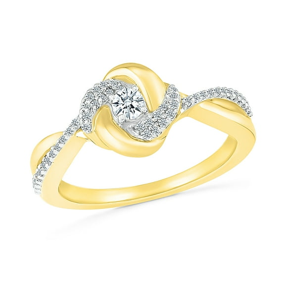 DGOLD 10kt Yellow Gold Round White Diamond Elegant Promise Ring (1/4 cttw)
