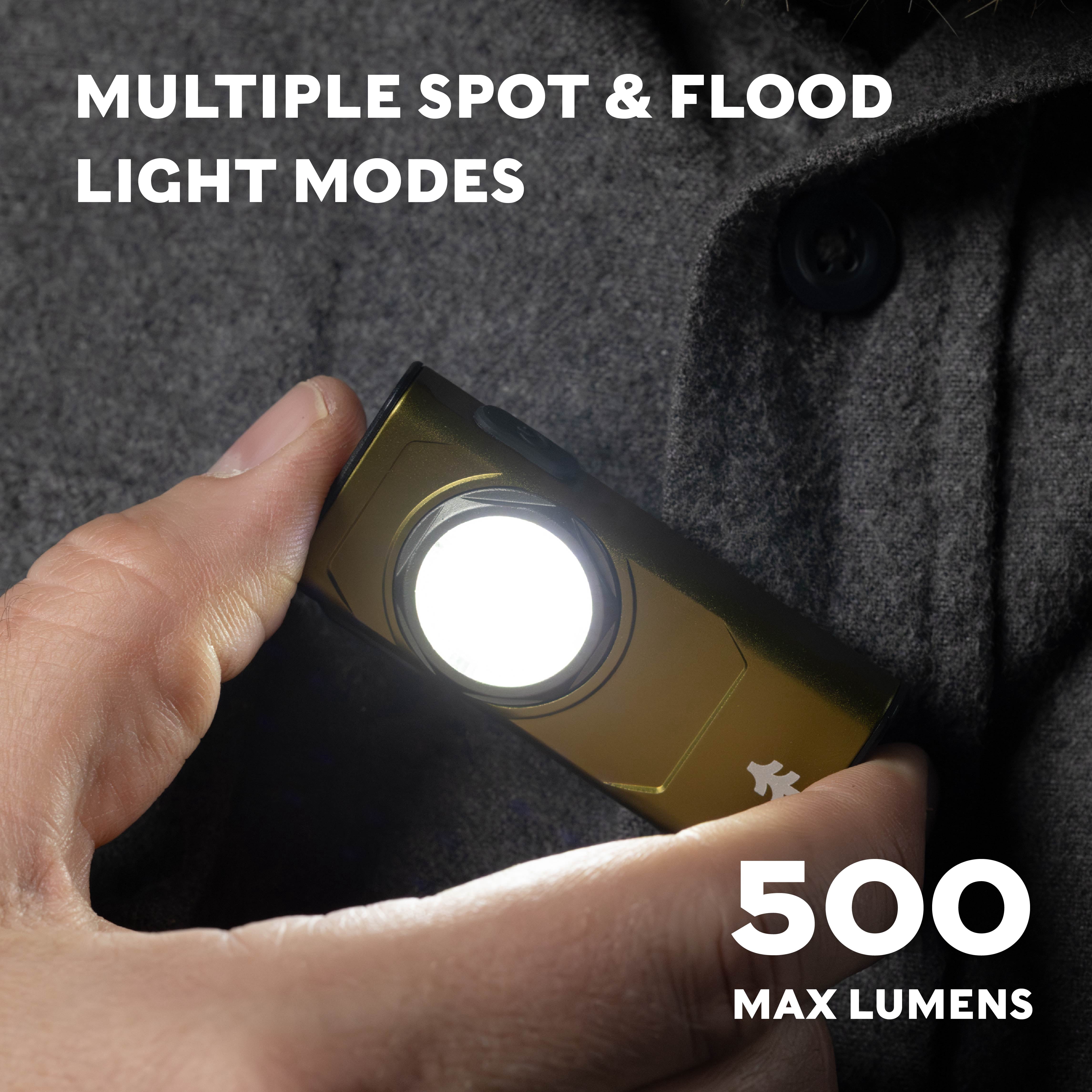 Swiss Tech Olive Green 500 Lumen Rechargeable EDC Clip Work Light