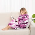 thumbnail image 4 of Purple Pink Camo Classic Shapes Pattern Blanket Hoodies for Kids 6-13YR Oversize Wearable Blanket Hoodies for Boys Girls Teens, 4 of 7