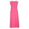 thumbnail image 4 of Wycnly Summer Dresses for Women Casual Solid Cotton Linen Plus Size Loose Pocket Tank Dresses 2025 Sleeveless Crewneck Plain Long Formal Dress Hot Pink XXXL, 4 of 6