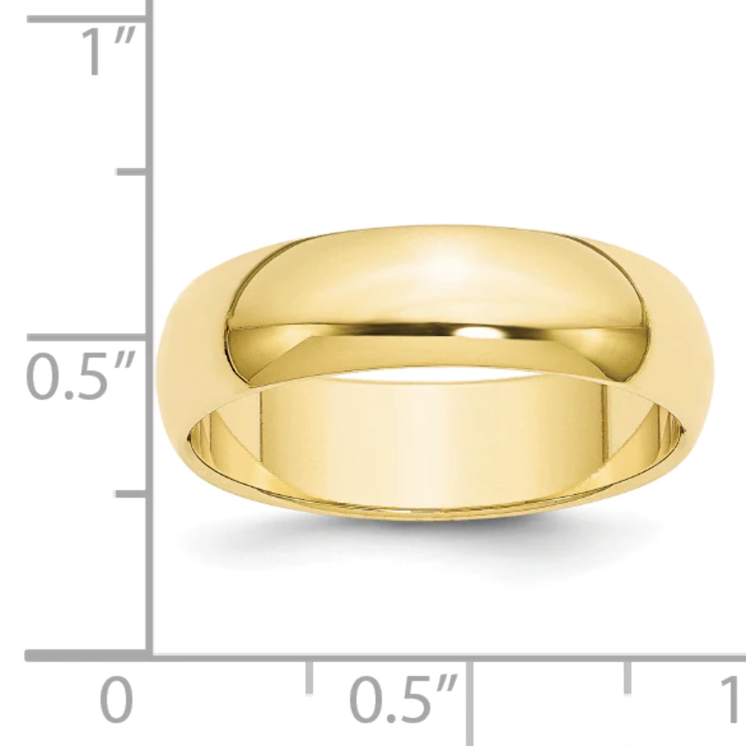 Finest Gold 10K Yellow Gold 6 mm Half Round Band - Size 8