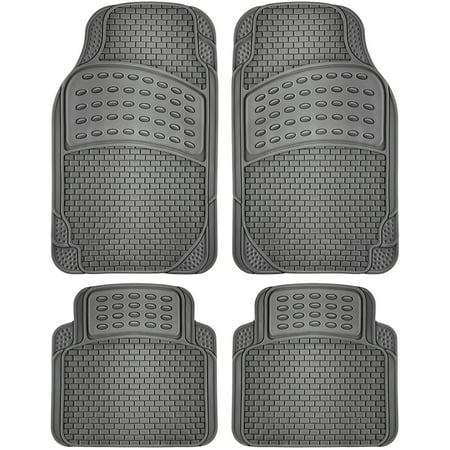 OxGord 4pc Rubber Floor Mats Universal Fit Front Driver Passenger Seat for Car SUV Van and Truck - Gray