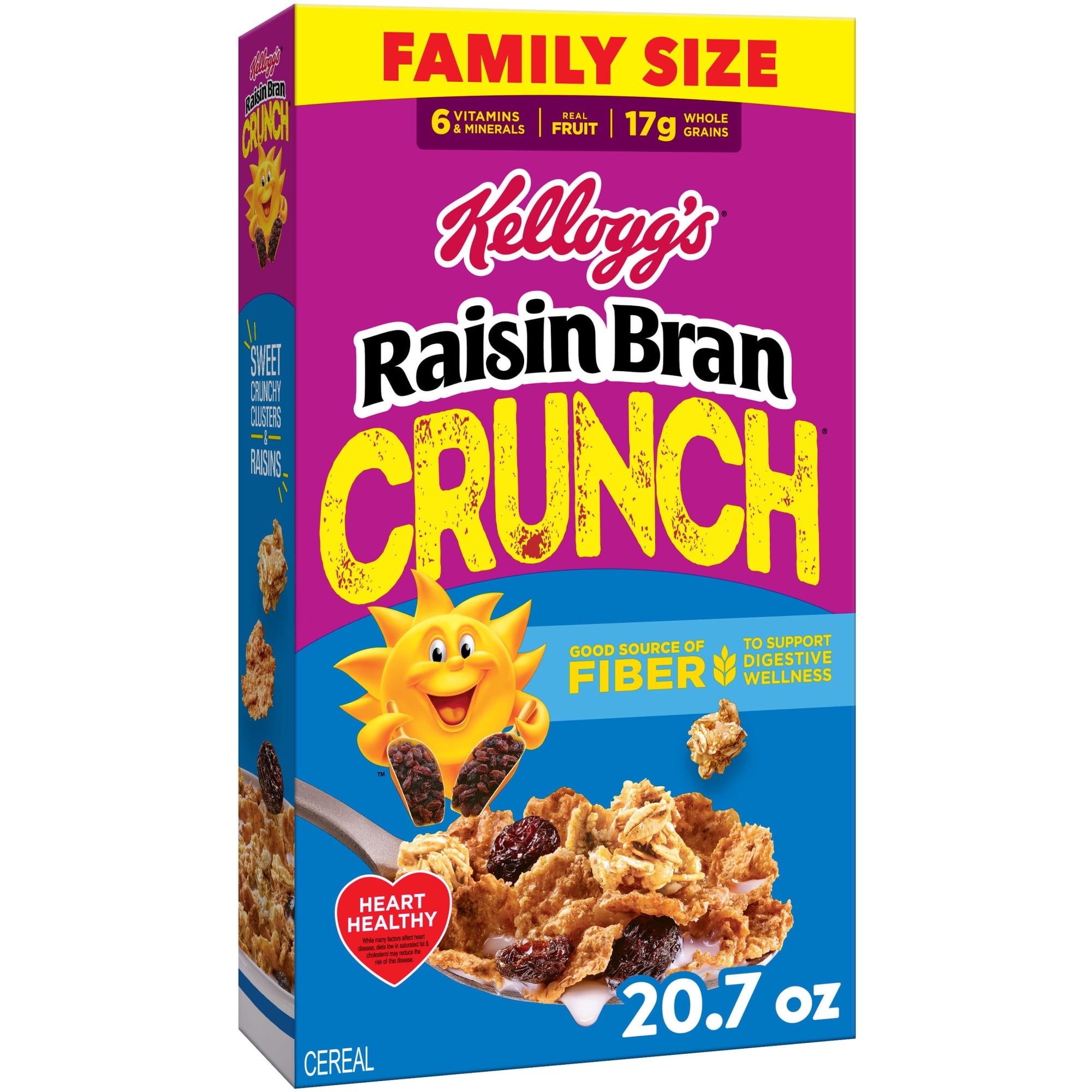 Kellogg's Raisin Bran Crunch Crunch Breakfast Cereal, Good Source of Fiber, Family Size, 20.7 oz