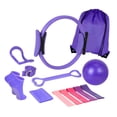thumbnail image 2 of 13 piezas Pilates Circle Set Bandas de resistencia con pelota versátil con anillo de de bolsas de almacenamiento para un ejercicio de muslo Púrpura, 2 of 8