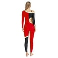 thumbnail image 2 of Moggemol Womens' Long Sleeve Unitard Gymnastics Ballet Dance Bodysuit Metallic Color Block Jumpsuit Red S, 2 of 5